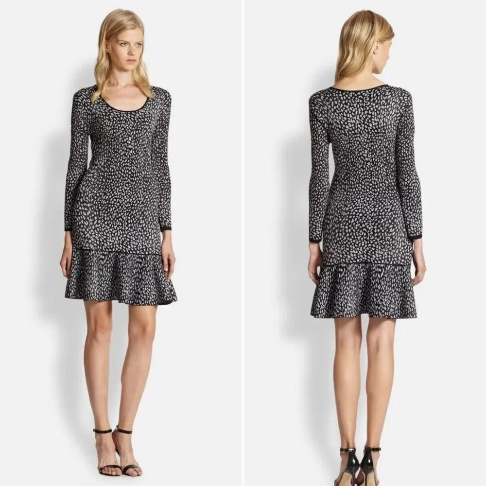 RebeccaโTaylor Animal Print Knitโ Sweater Dress Size Medium